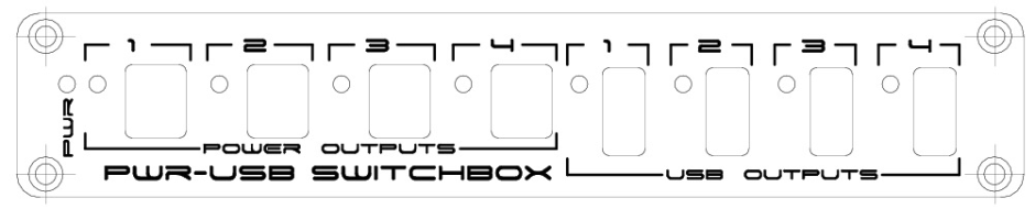 Figure 2. PWR-USB Switchbox front panel.