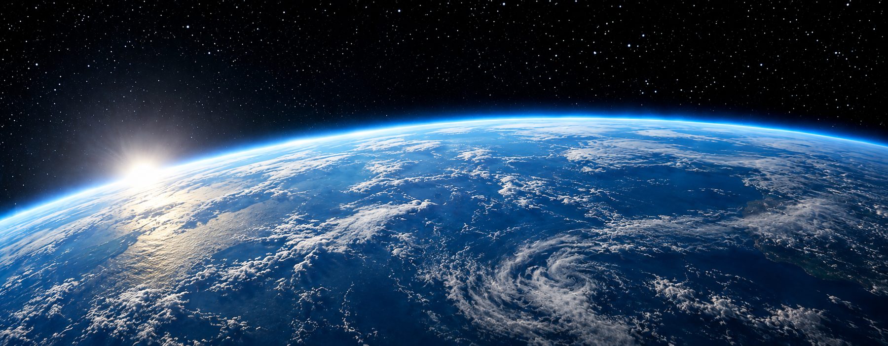 Sunrise over Earth seen from orbit
